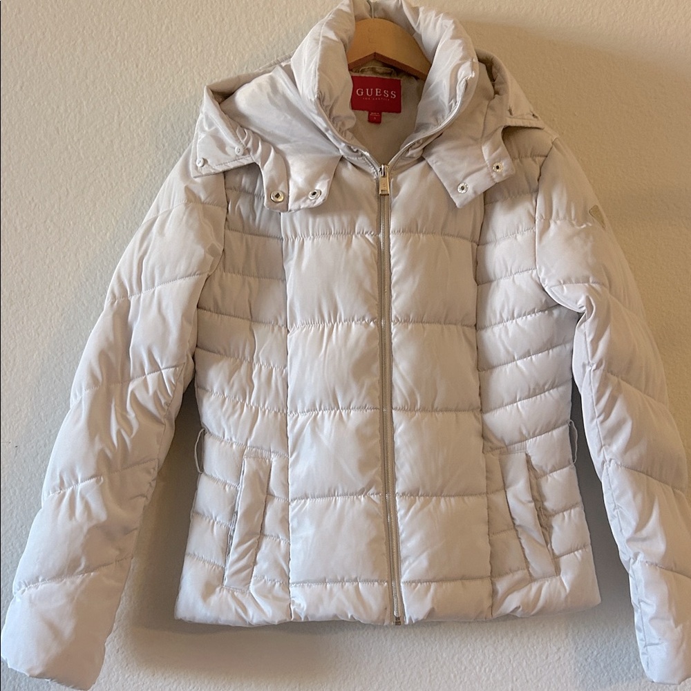 GUESS Women's Light Beige Puffer Jacket